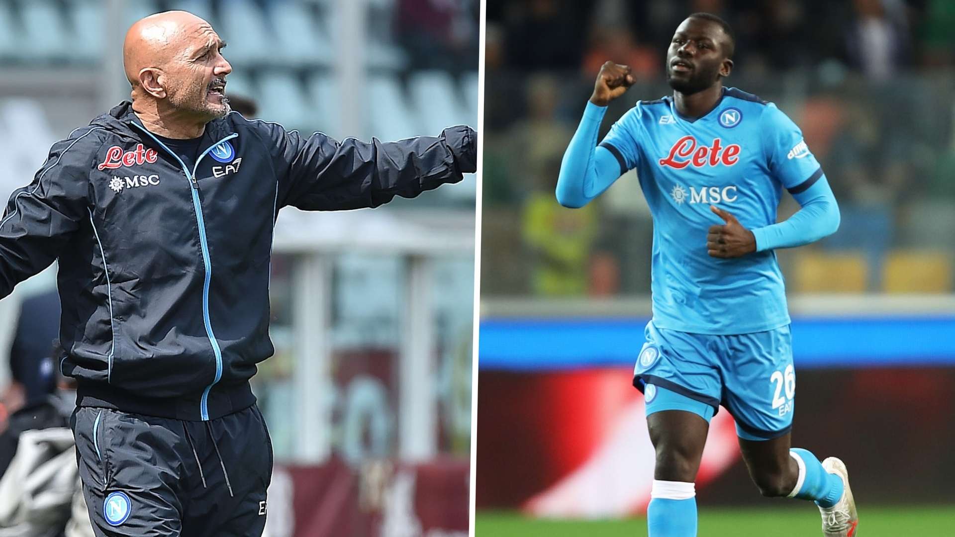 Luciano Spalletti of Napoli and Koulibaly of Senegal.