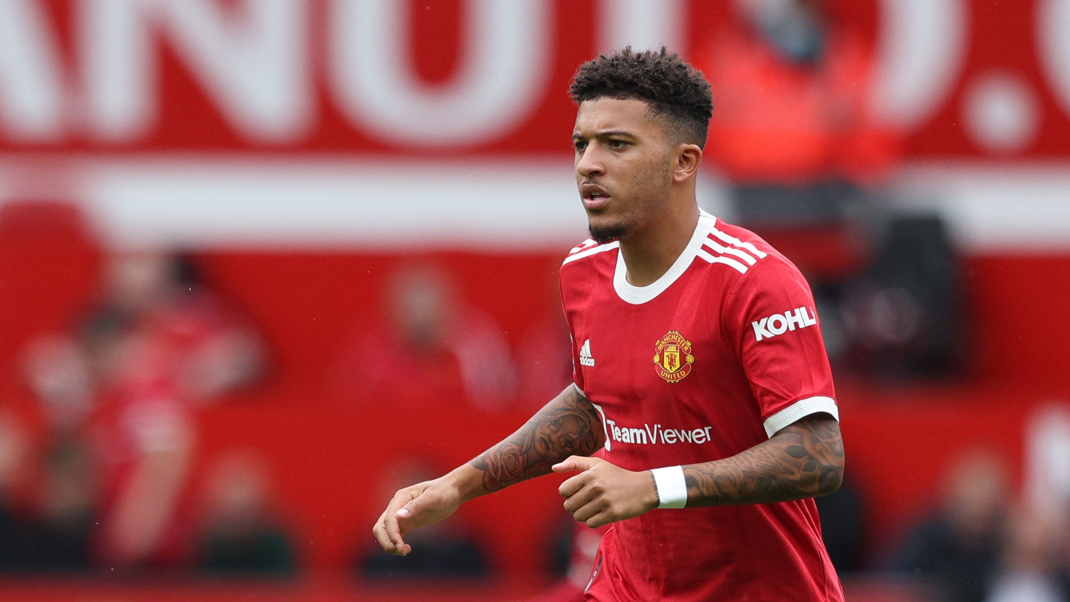 Jadon Sancho, Premier League, Manchester United vs Leeds United, Old Trafford, 14 août 2021.