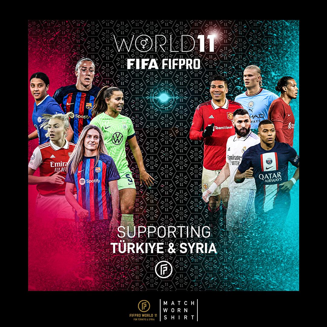 Seleção dos melhores do mundo leiloa camisas para ajudar vítimas em Turquia e Síria