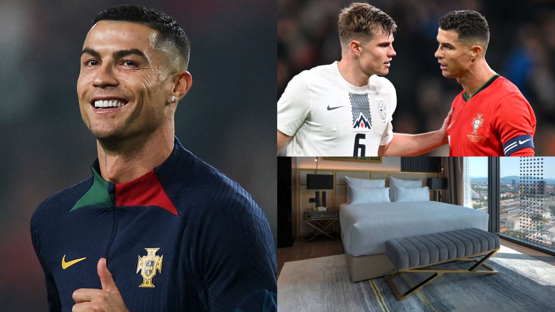 Cristiano Ronaldo Slovenia hotel bed