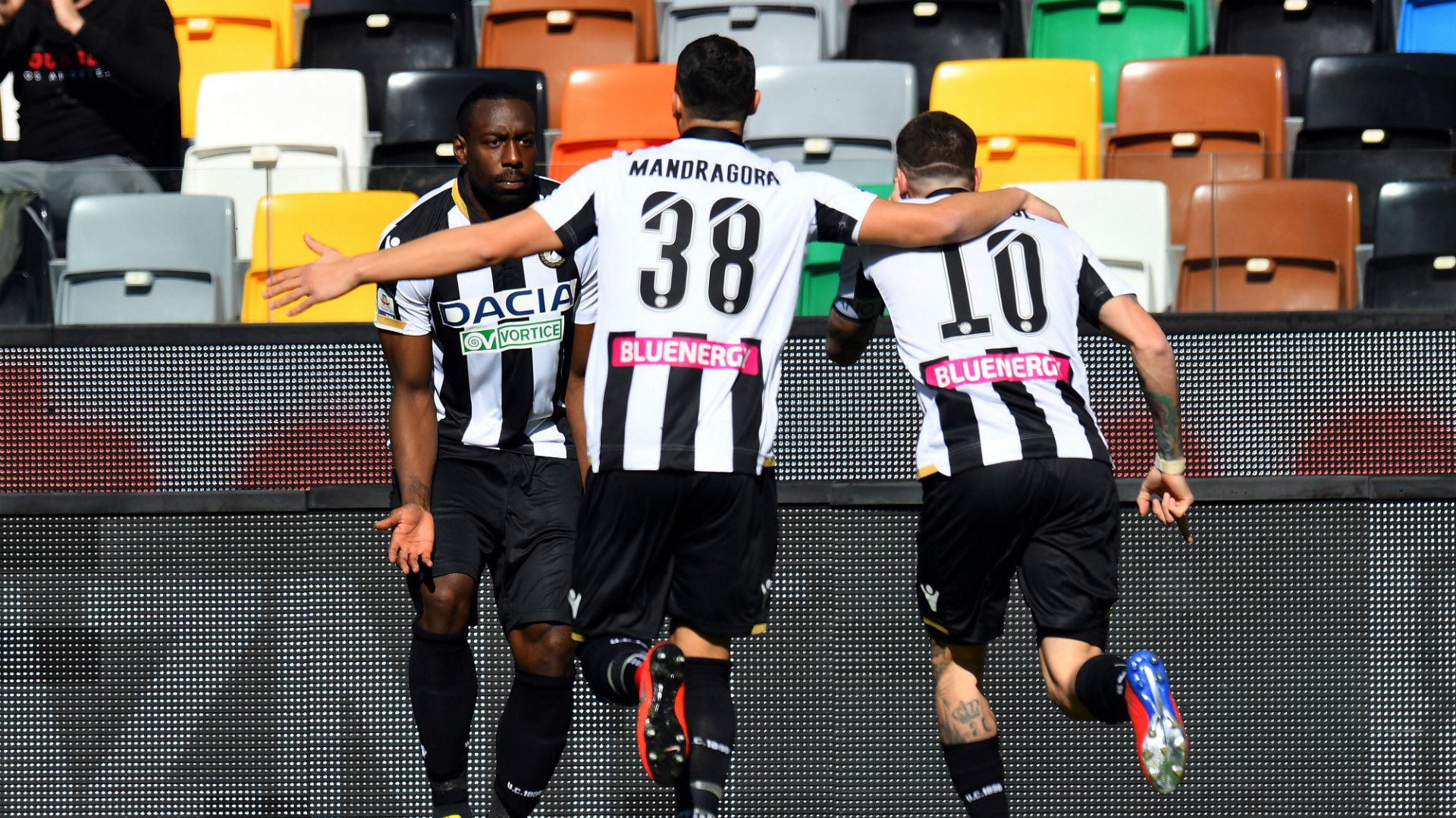 Stefano Okaka celebrating Udinese Genoa
