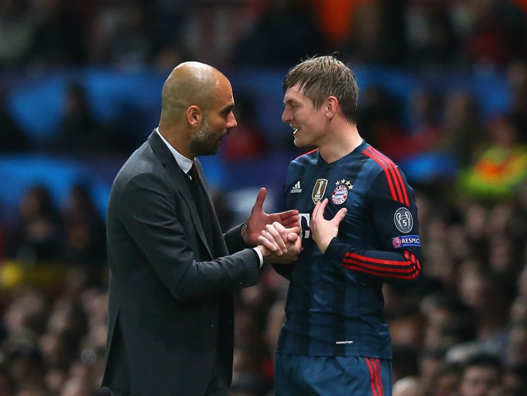 PEP GUARDIOLA TONI KROOS MANCHESTER UNITED FC BAYERN CHAMPIONS LEAGUE 04012014
