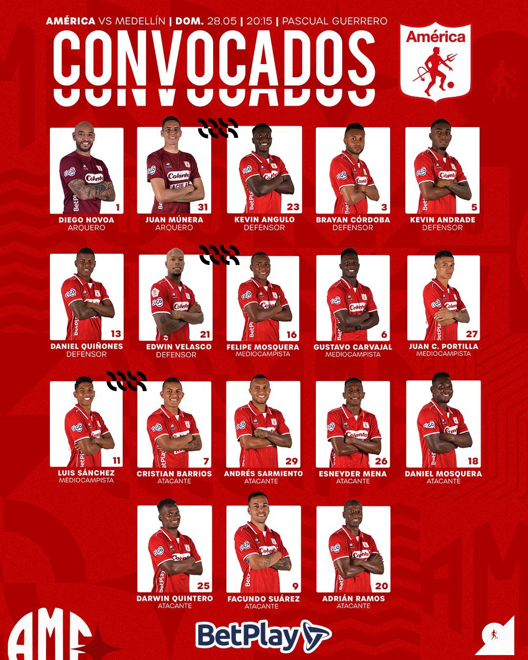 Convocados América de Cali Fecha 2 Liga BetPlay 2023