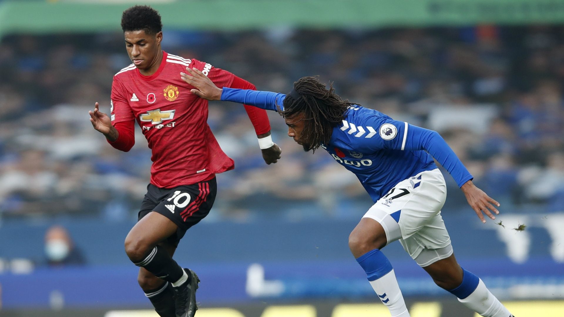 Alex Iwobi, Marcus Rashford - Everton vs Manchester United