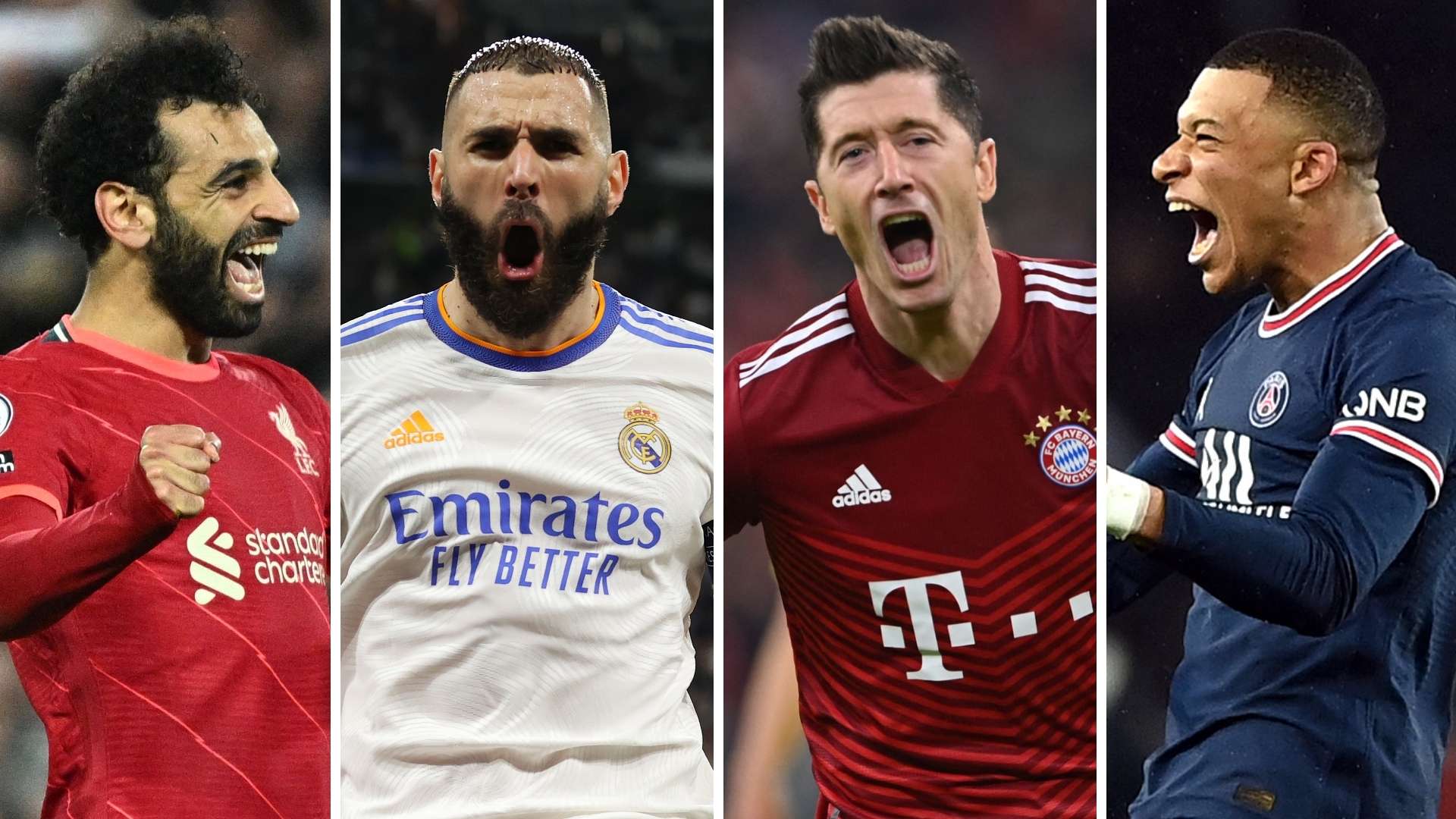 Mohamed Salah Karim Benzema Robert Lewandowski Kylian Mbappe 2021-22