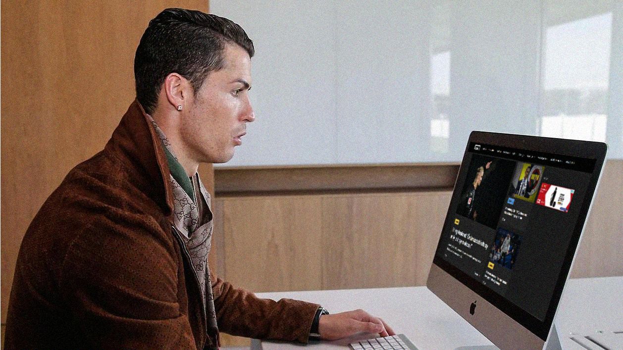 cristiano ronaldo reading goal.com GFX