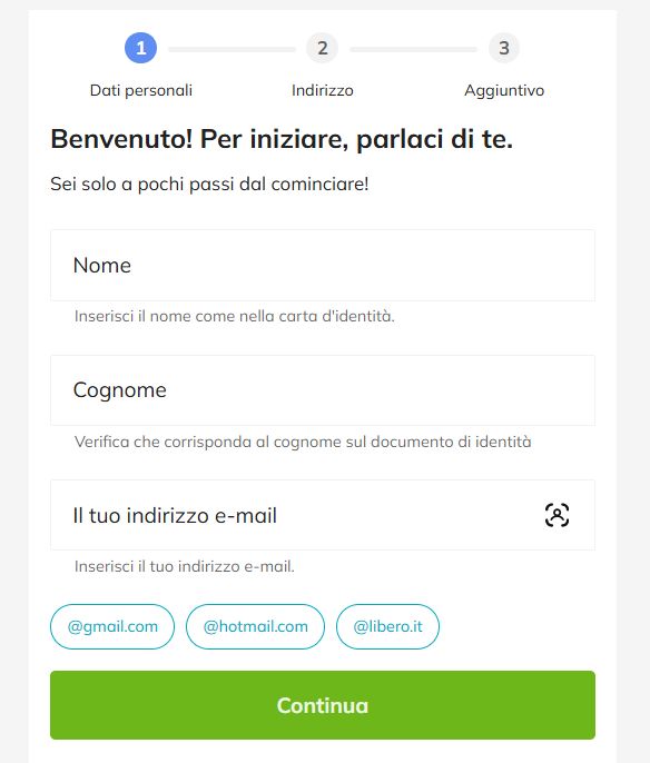 modulo registrazione starcasino