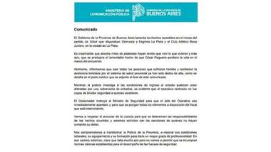 comunicado gobierno provincia boca gimnasia
