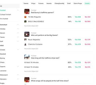 kalshi super bow half time trading