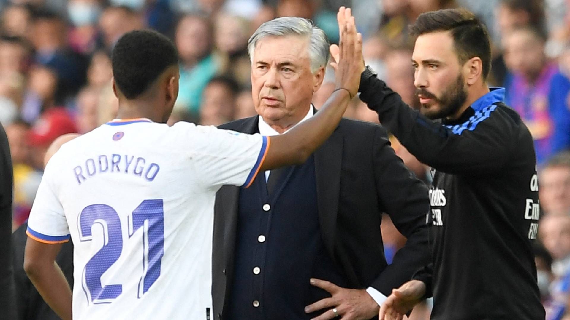 Rodrygo Goes Carlo Ancelotti Davide Ancelotti Real Madrid Barcelona Camp Nou Clásico Primera División