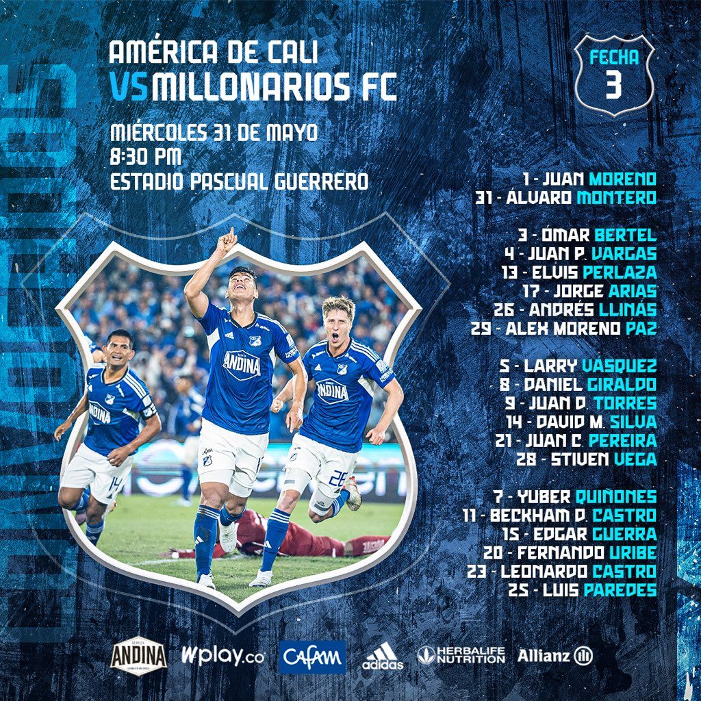 Convocados Millonarios Fecha 23 Liga BetPlay 2023