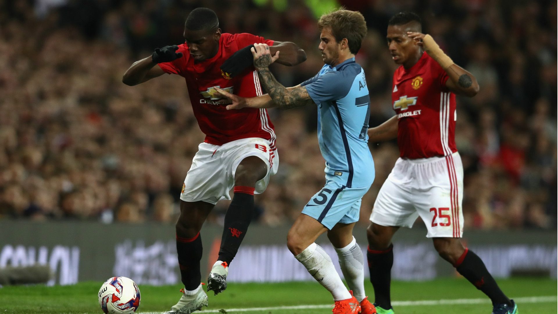 Paul Pogba Antonio Valencia Aleix Garcia Manchester United Manchester City