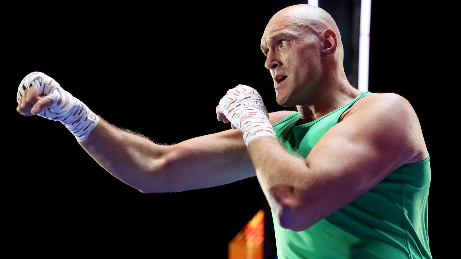 Tyson Fury trains during the Ring Of Fire
