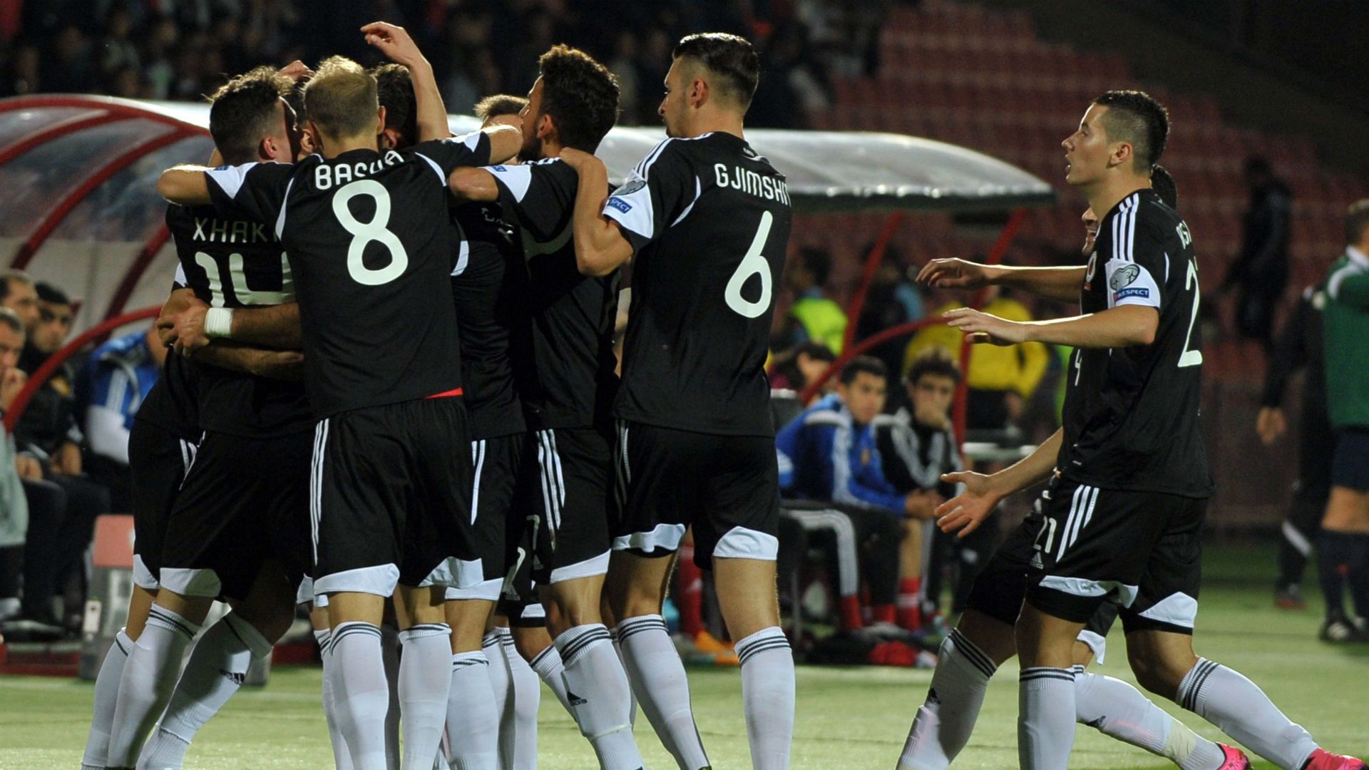 Albania cleebrates against Armenia EC Qualification 11102015