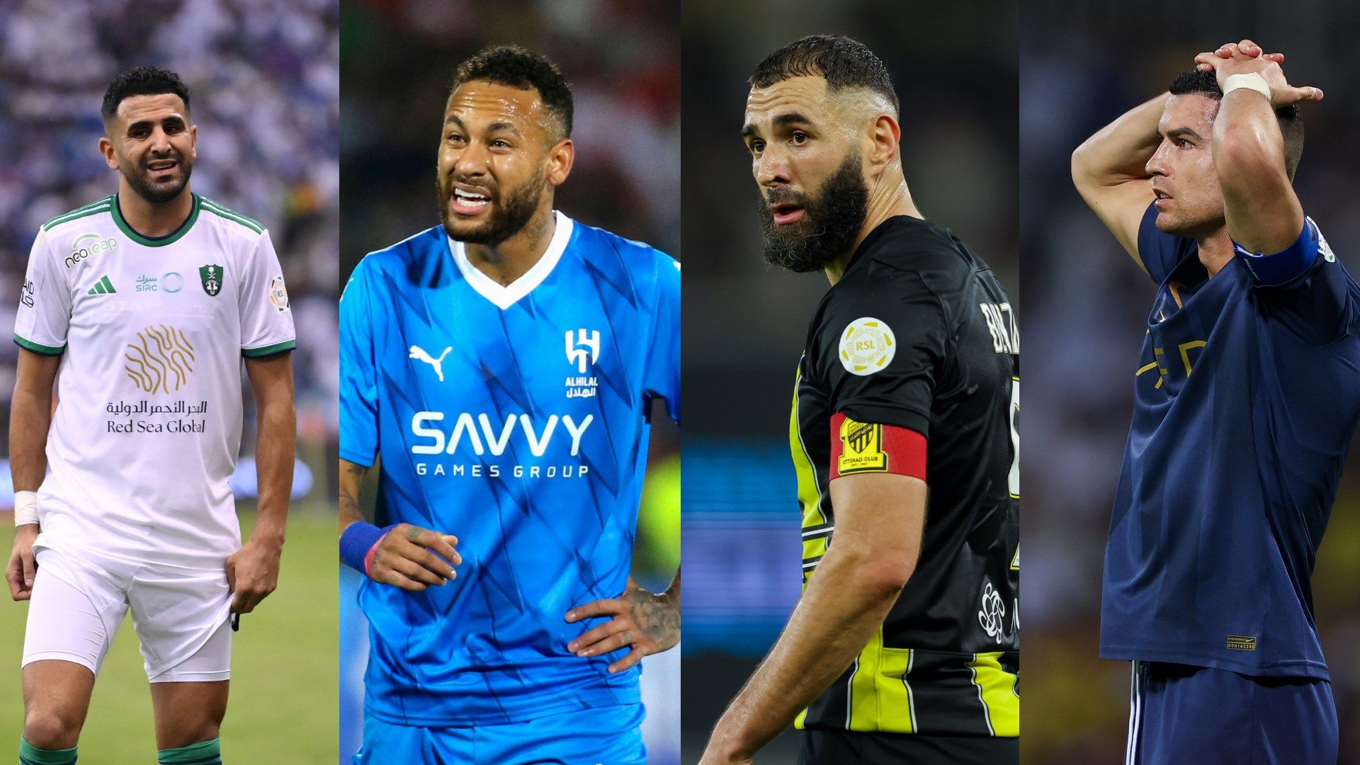 Neymar Riyad Mahrez Karim Benzema Cristiano Ronaldo Nassr Hilal Ahli Ittihad 2023-2024