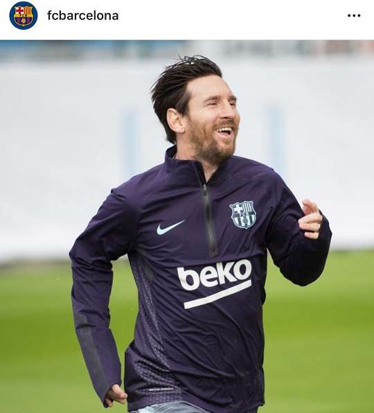 어깨 부상에서 회복해 FC바르셀로나 훈련에 복귀한 메시(10월 31일). 사진=FC바르셀로나 공식 인스타그램