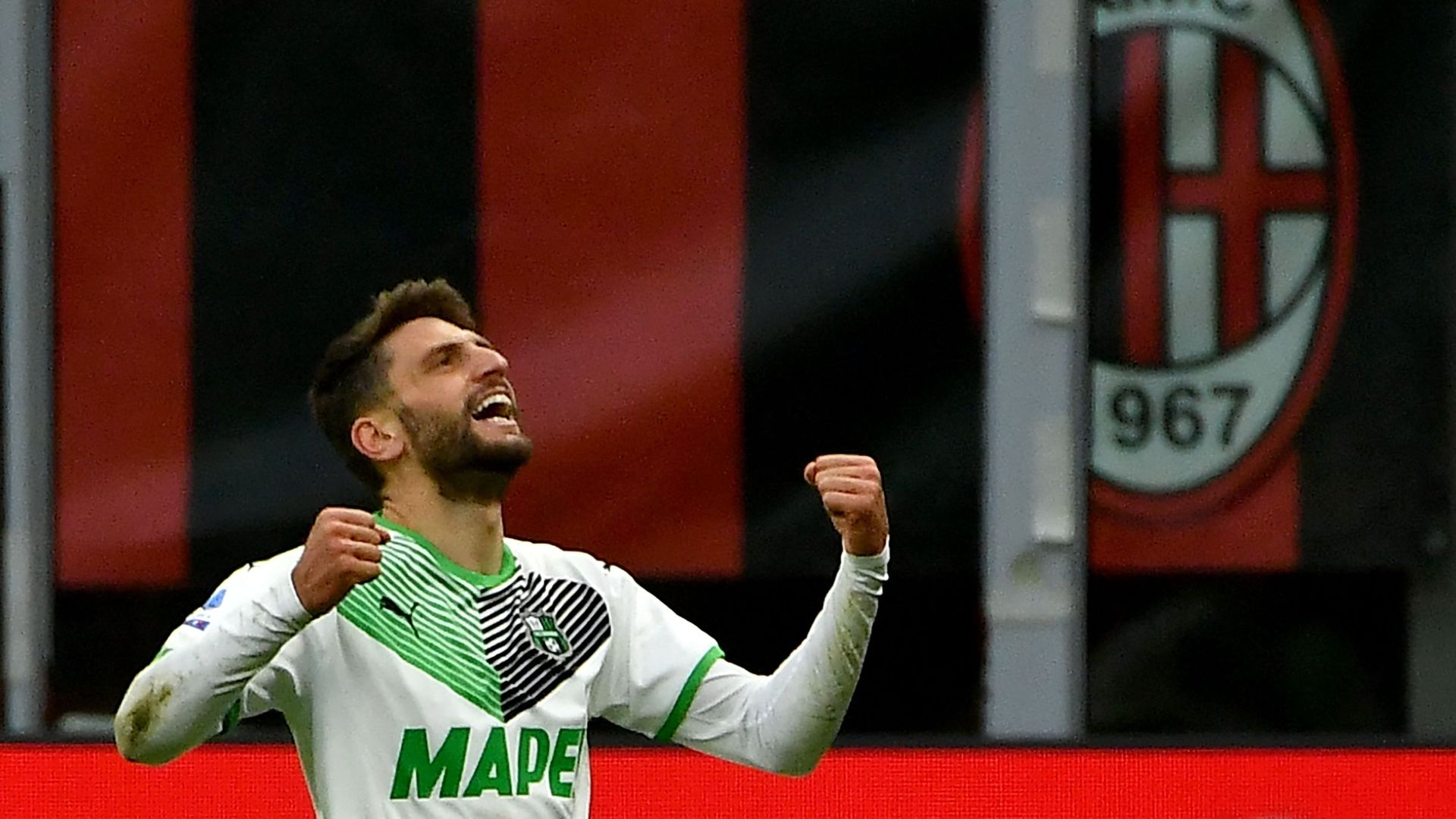 Berardi celebrating Milan Sassuolo