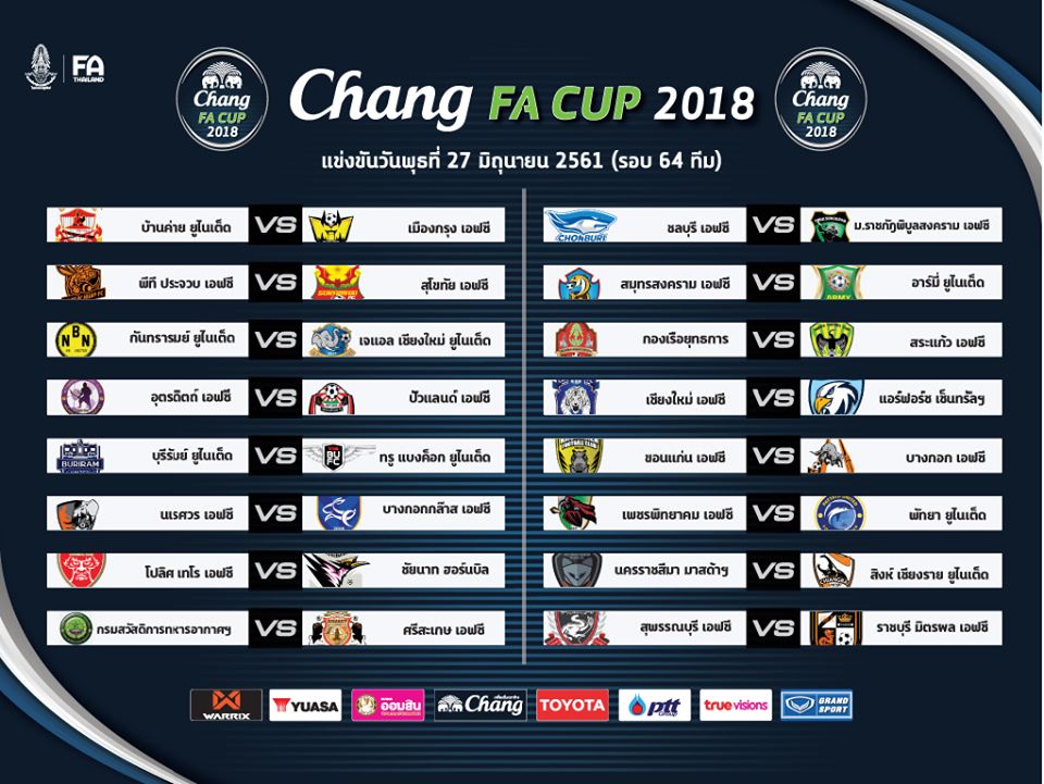 "ช้าง เอฟเอคัพคัพ" รอบ 64 ทีม