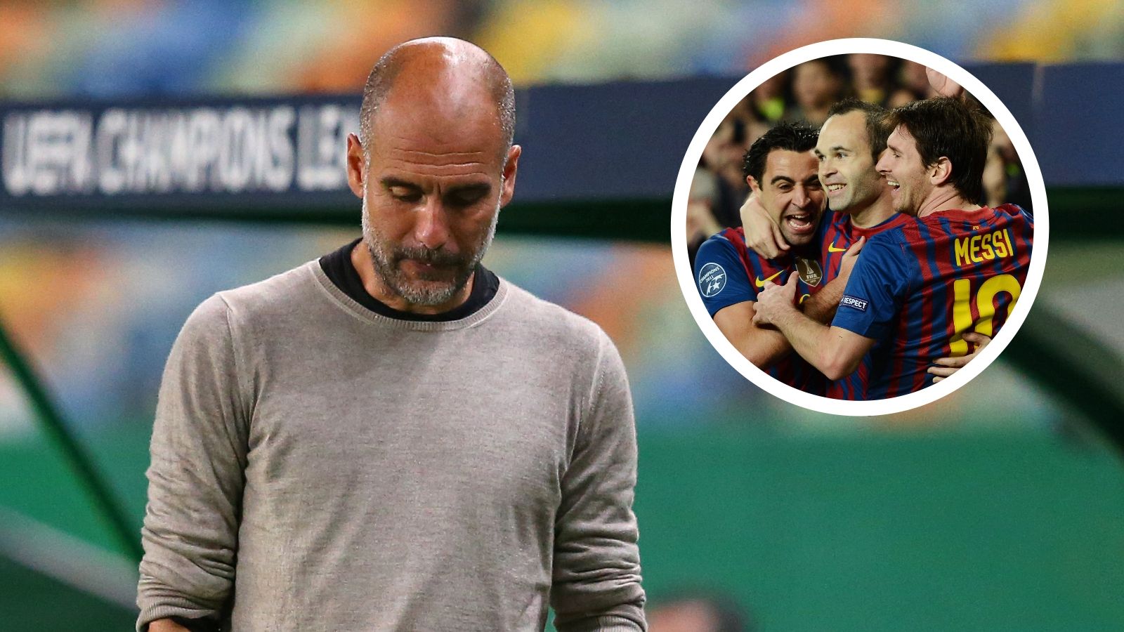 Pep Guardiola Messi Xavi Iniesta