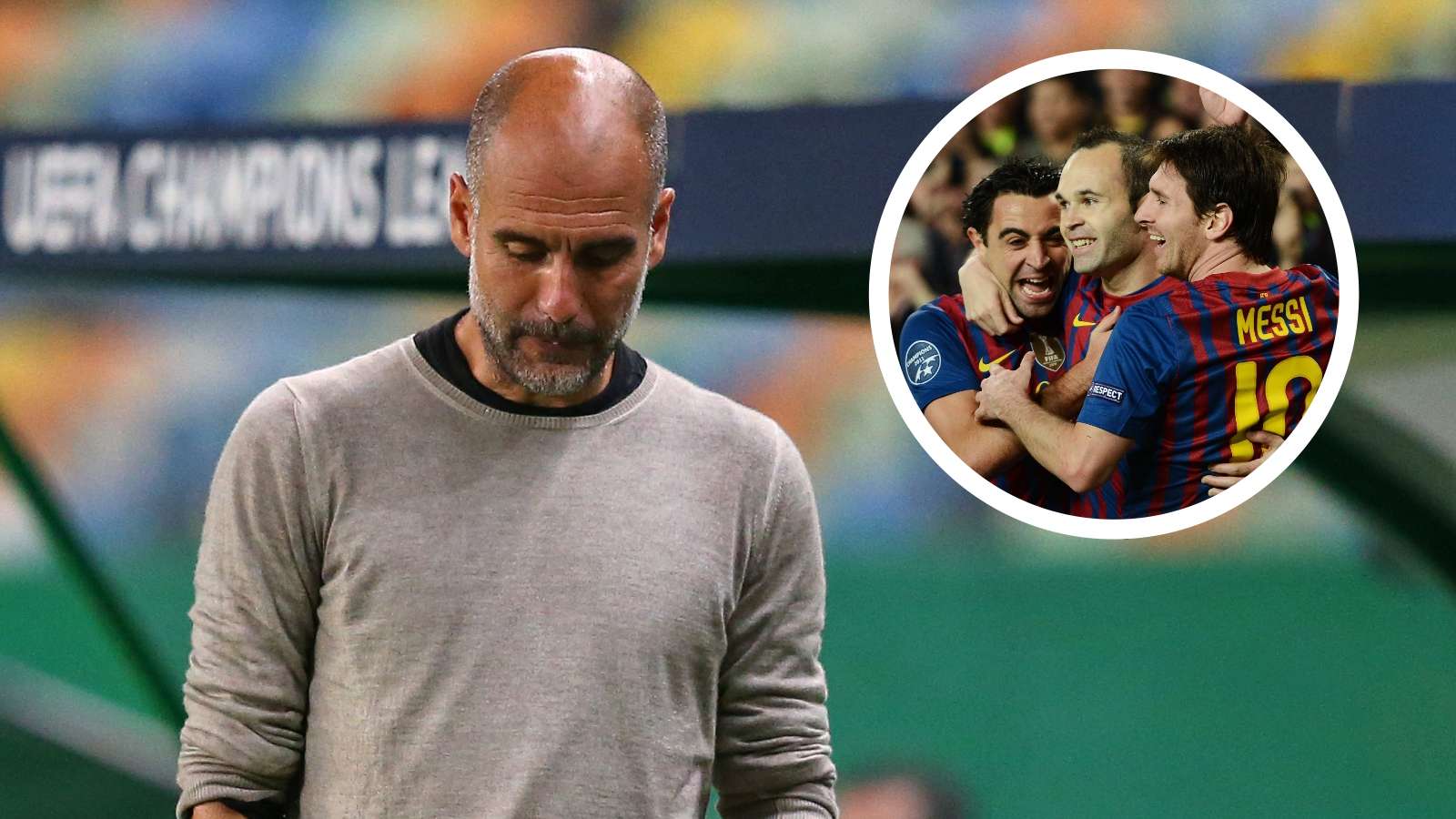 Pep Guardiola Messi Xavi Iniesta