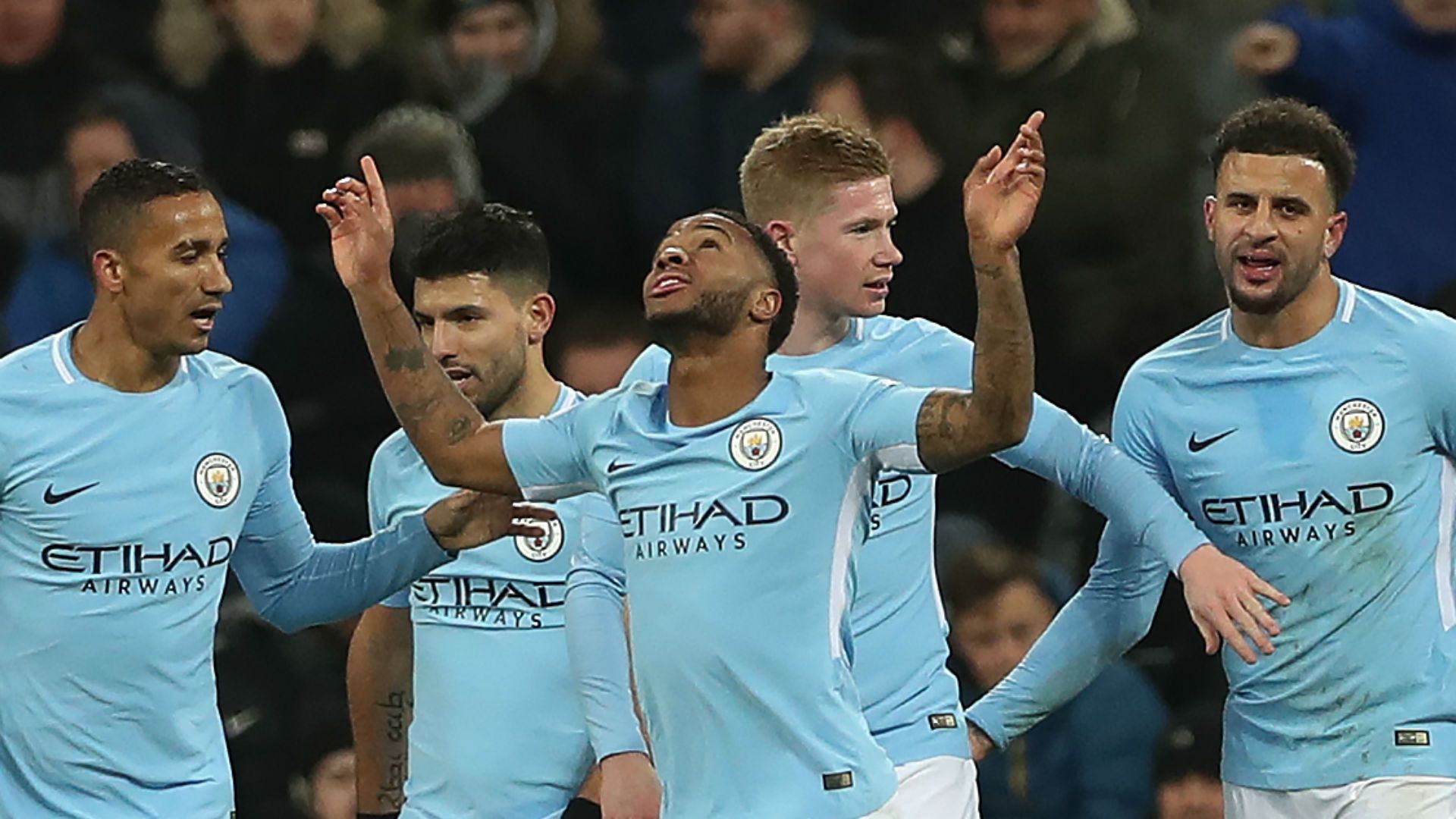 Raheem Sterling Manchester City celebrate