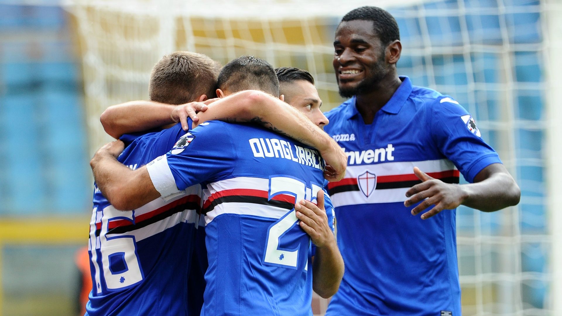 Sampdoria celebrating Serie A