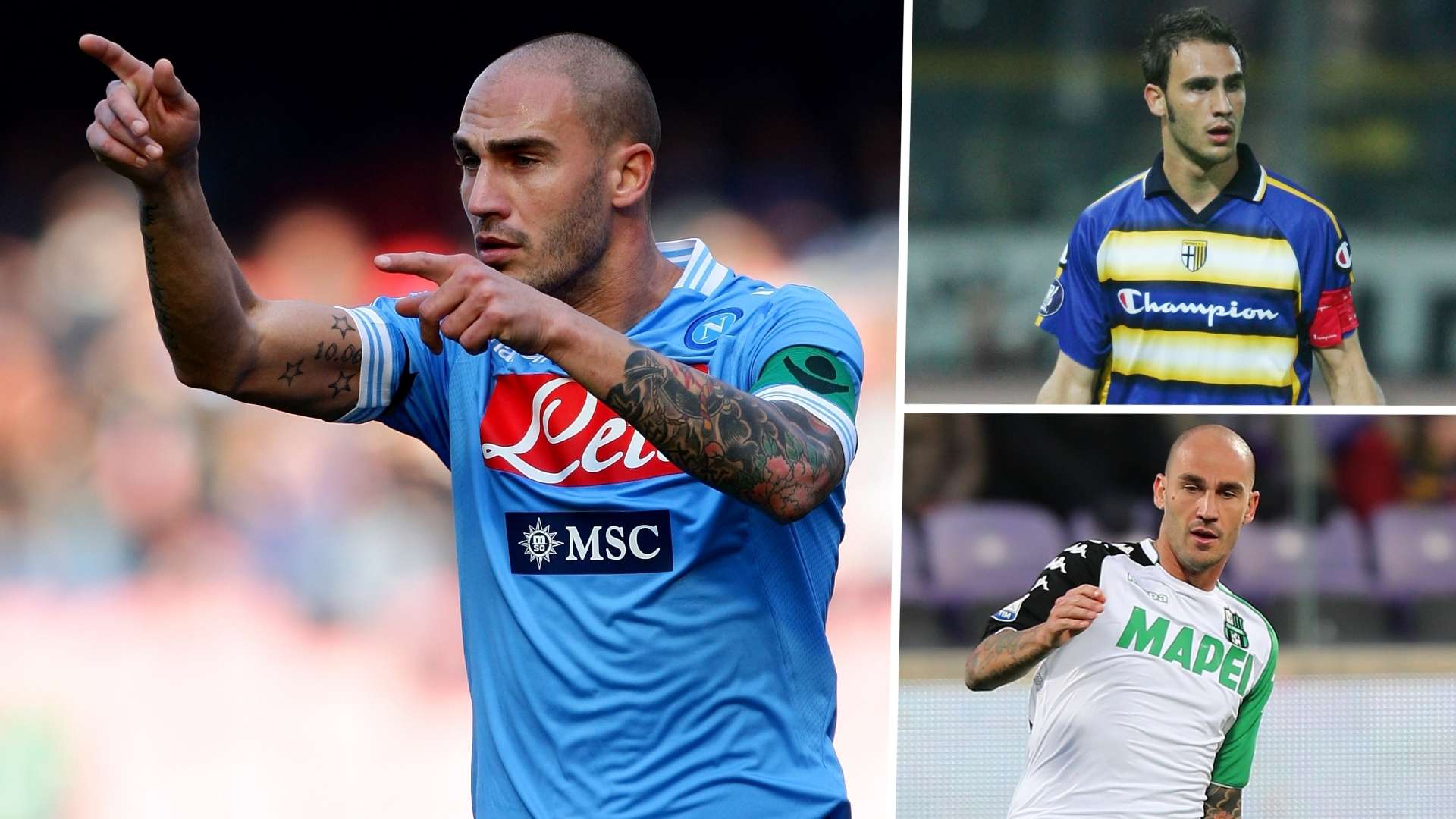 Paolo Cannavaro Napoli Parma Sassuolo collage