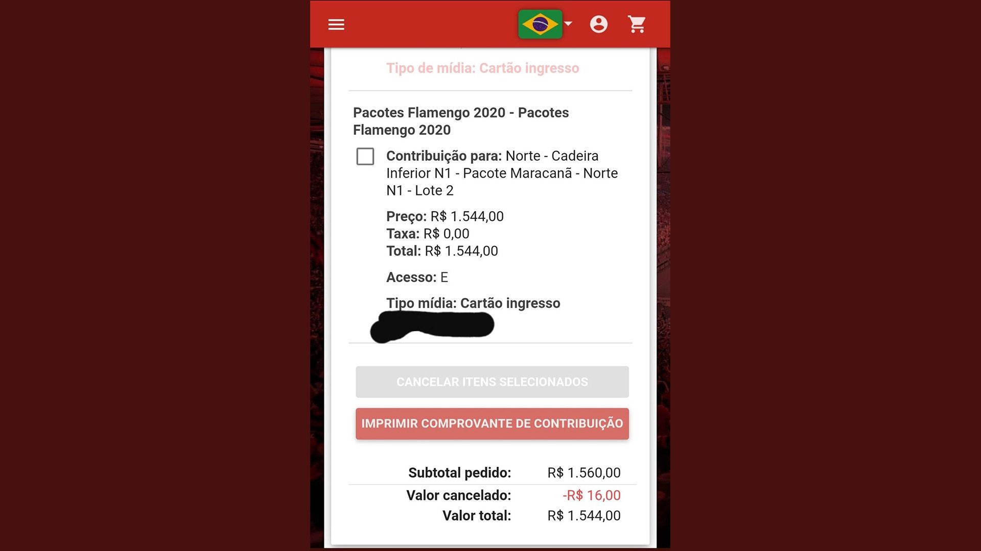 Print Flamengo pacote ingressos Maracana 2020