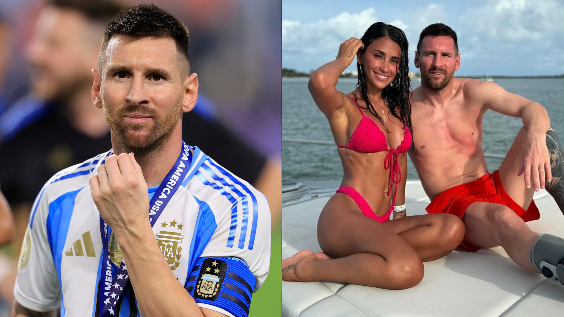 Lionel Messi sports hefty ankle boot as Inter Miami star and wife Antonela  Roccuzzo are joined by Luis Suarez on a boat for post-Copa America vacation  | Goal.com English Qatar