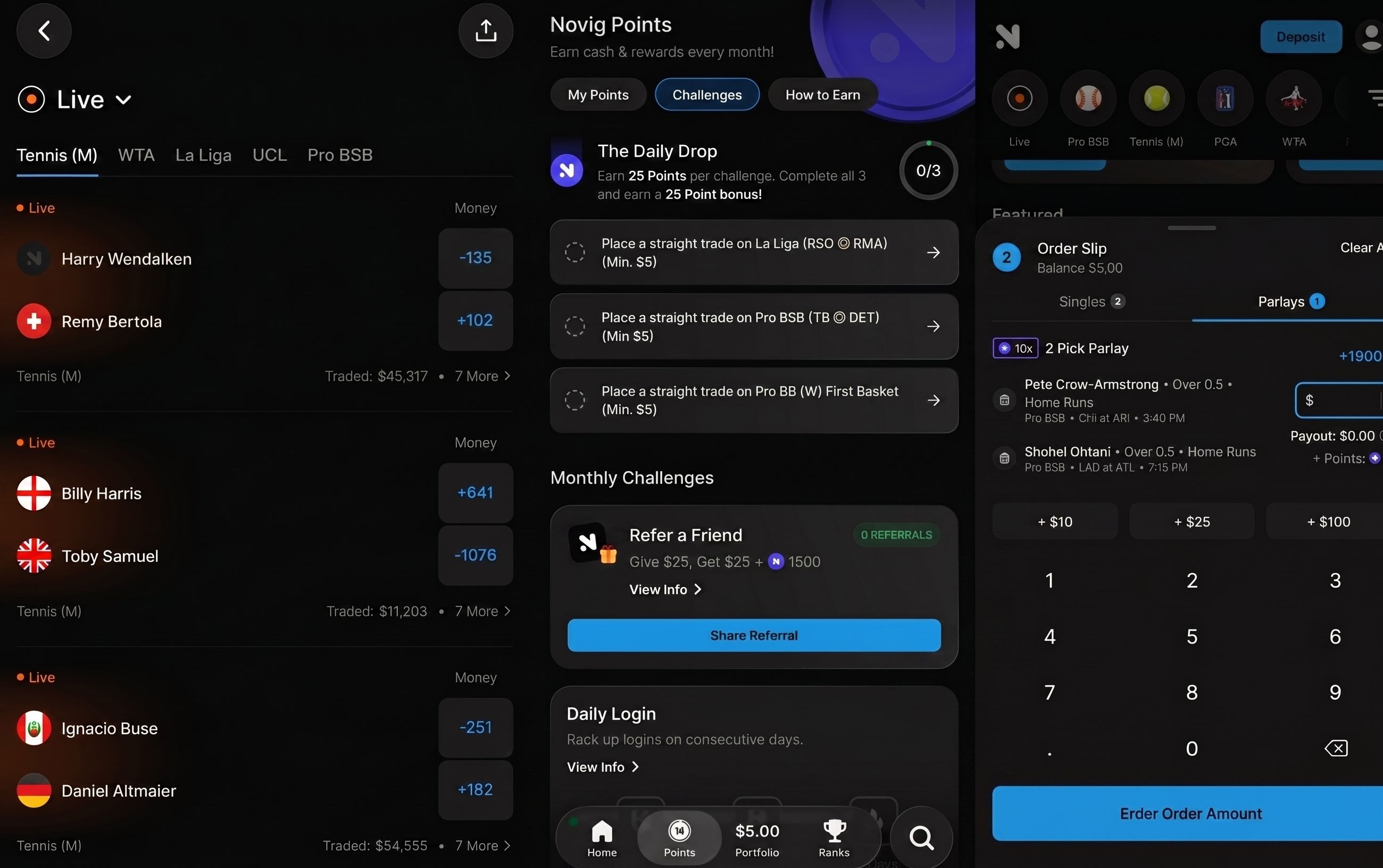 novig app screen