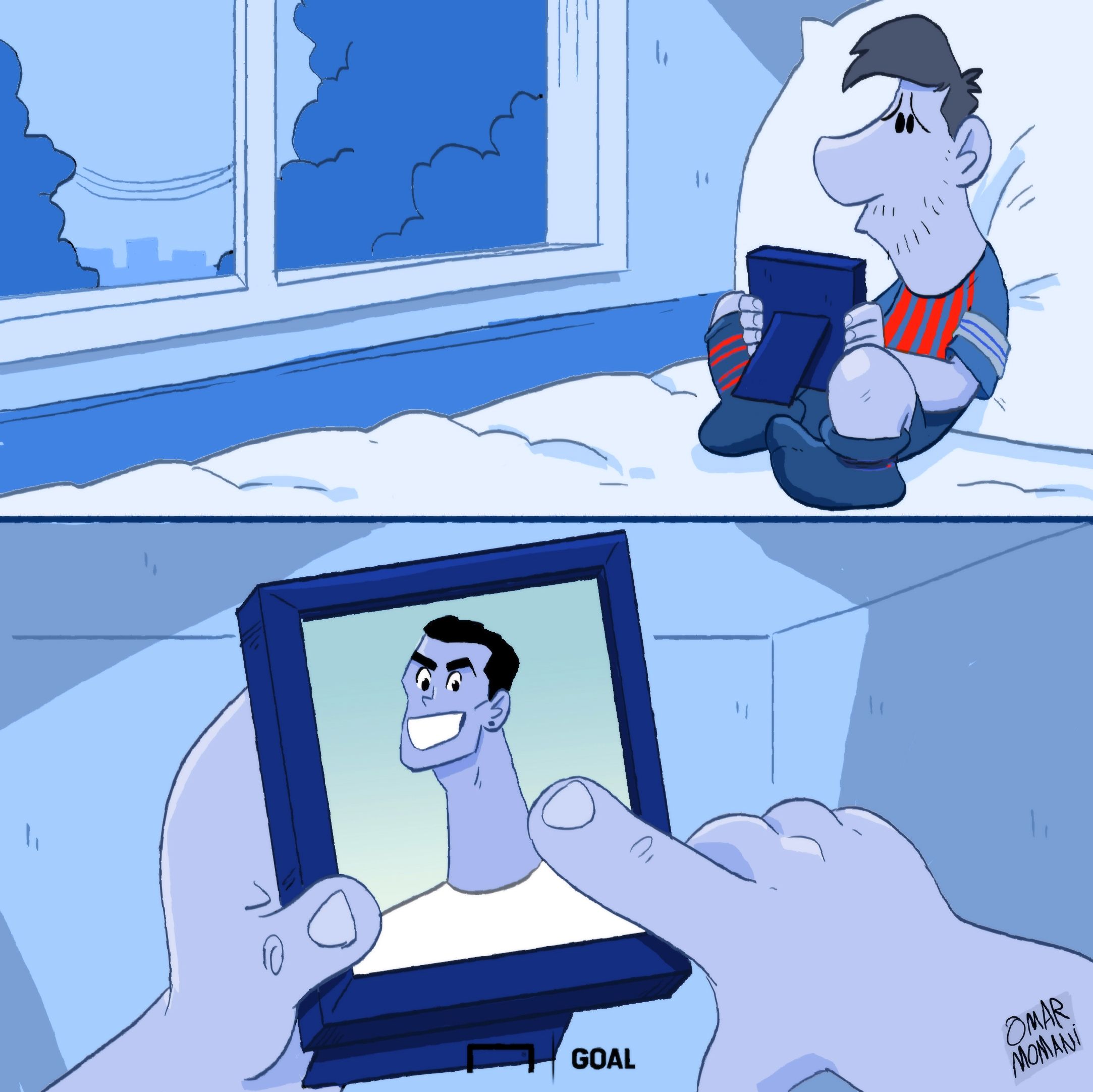 Cartoon: Messi misses Ronaldo