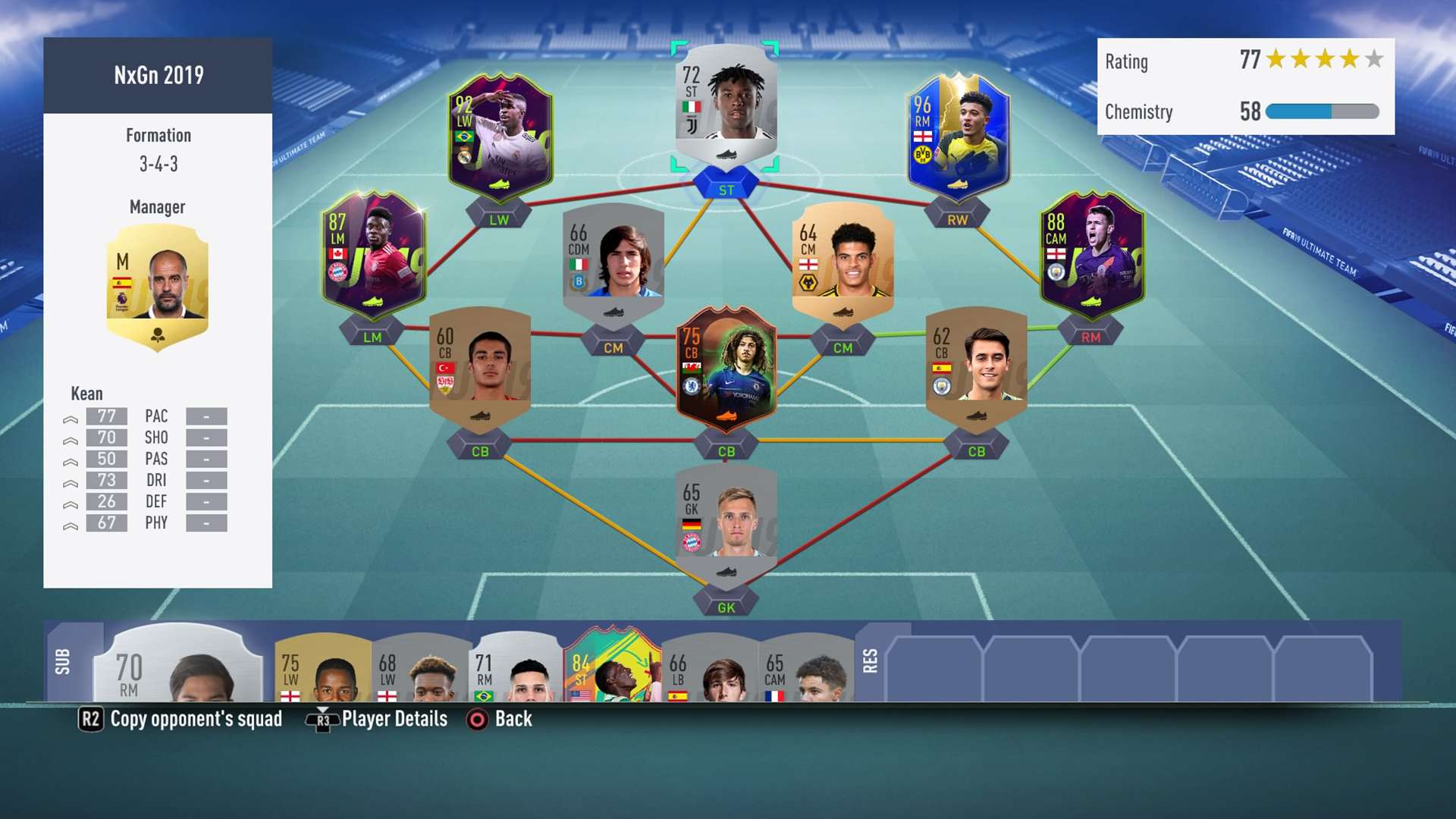 FIFA Squad Battle NxGn Starting XI