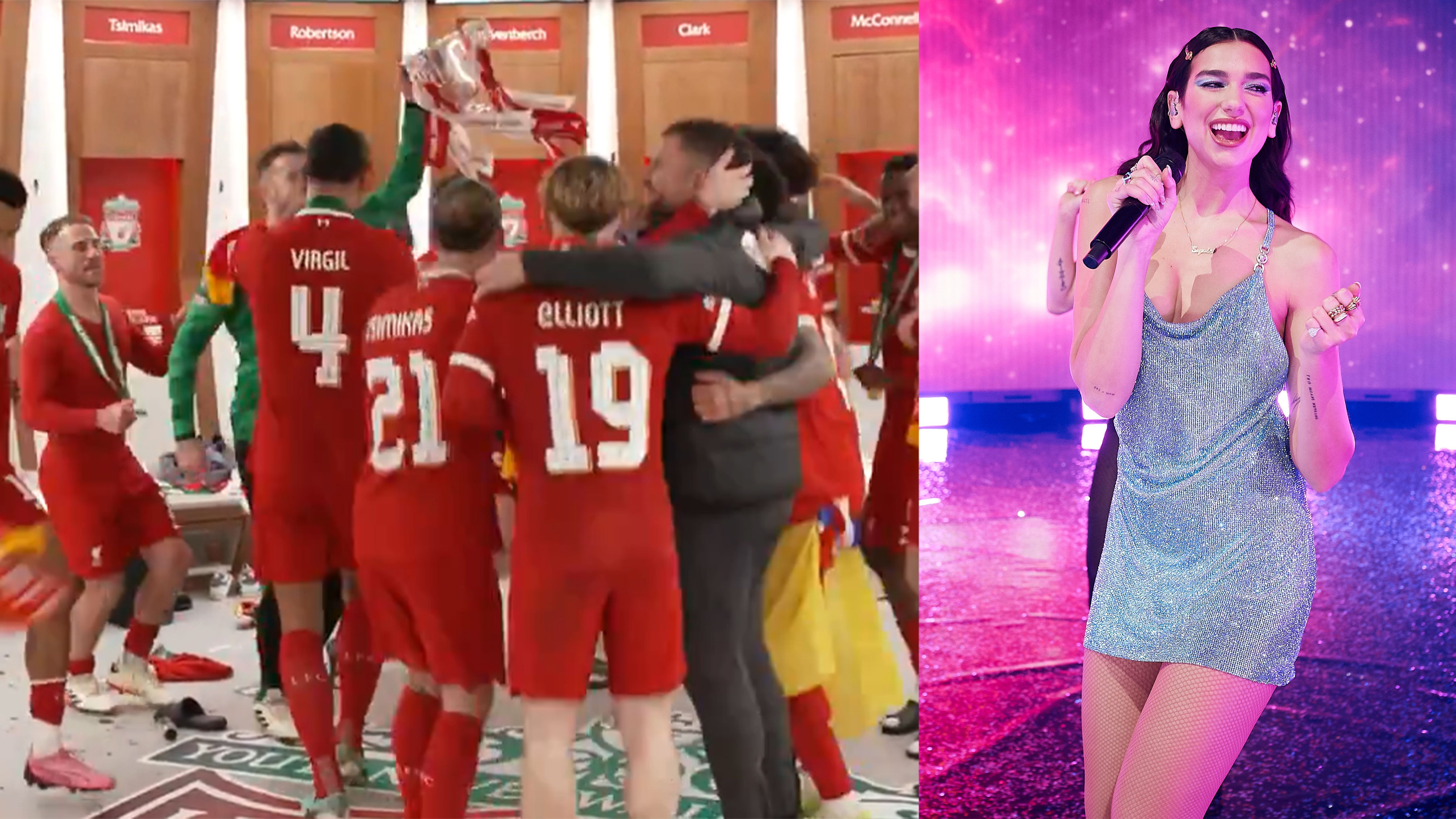 Dua Lipa Liverpool Carabao Cup Celebrations