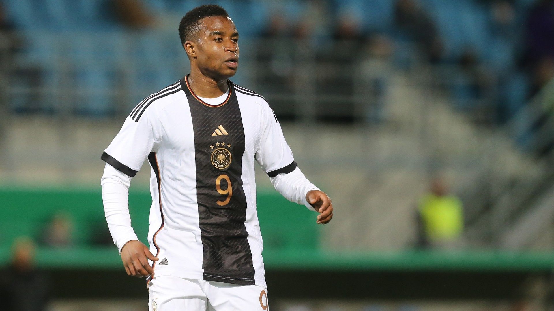 Youssoufa Moukoko of Germany looks on 