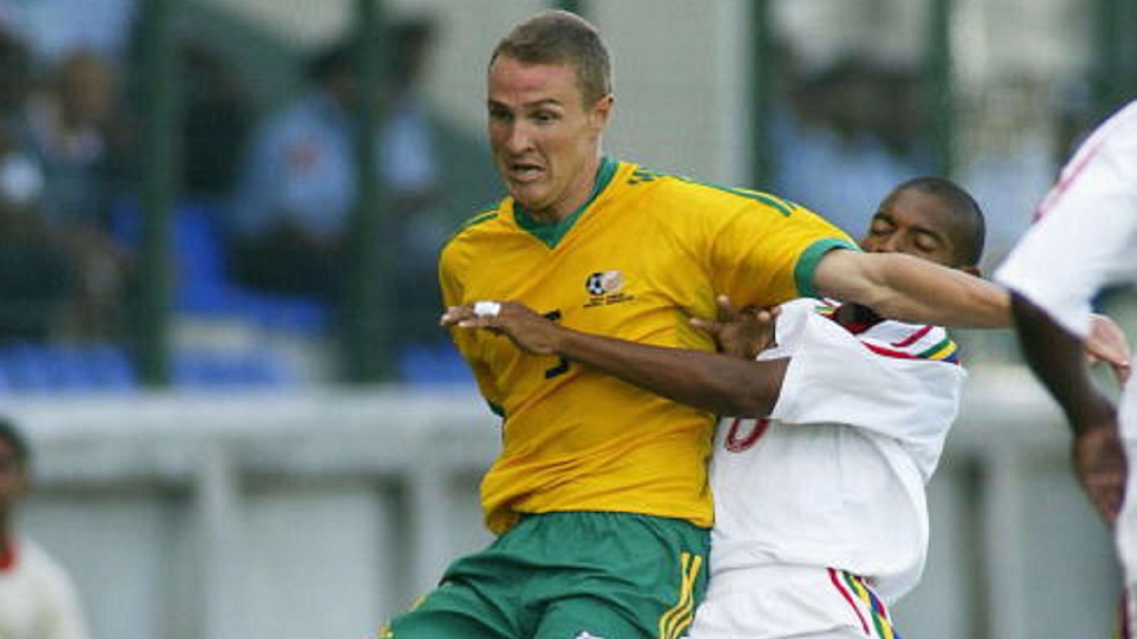 Neil Winstanley of South Africa in the Cosafa Castle Cup game between South Africa and Mauritius played at the New George V Stadium on January 10, 2004