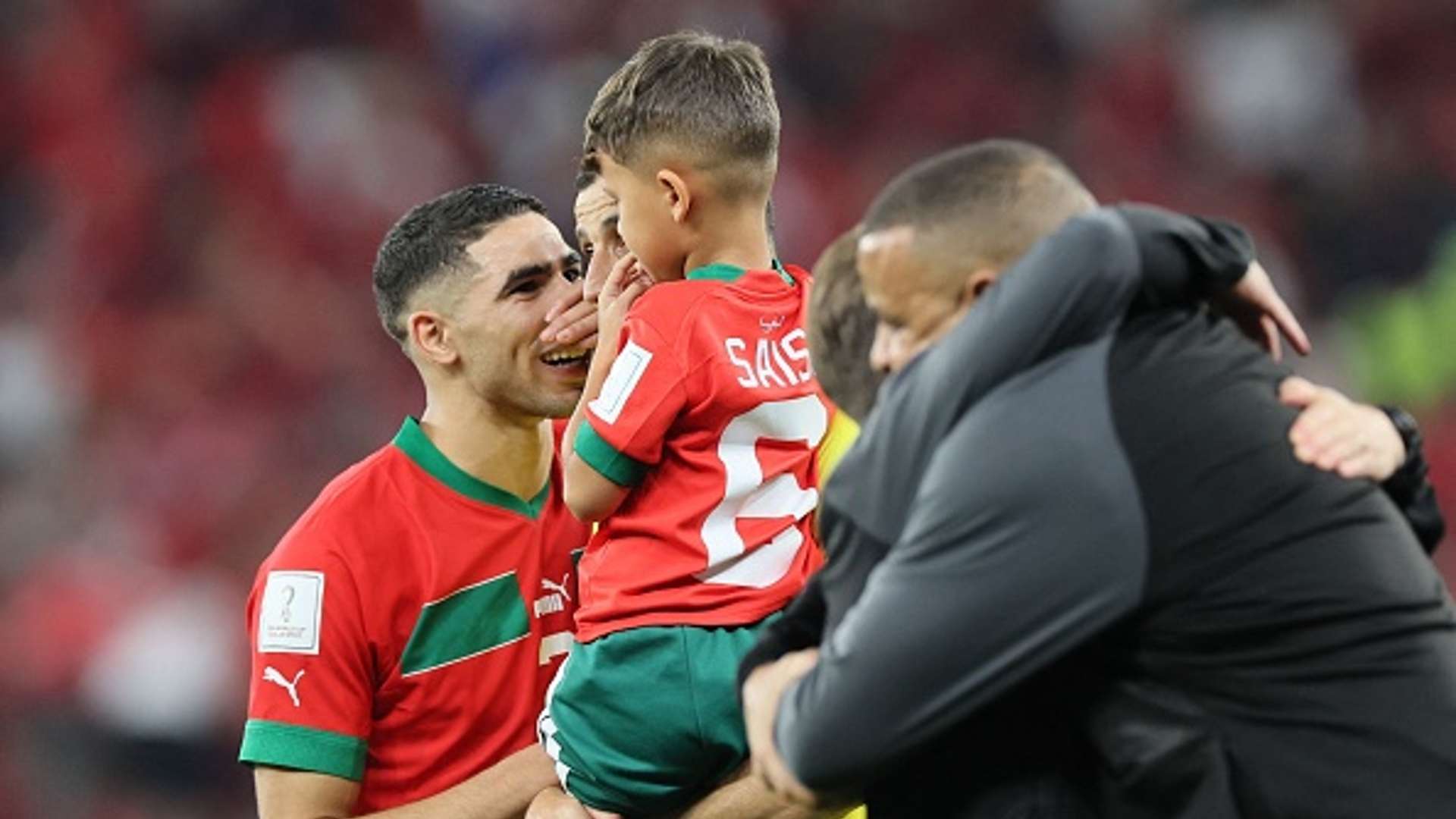 Achraf Hakimi - Romain Ghanem Saiss and his son -2022 World Cup 2022 - Morocco - Portugal