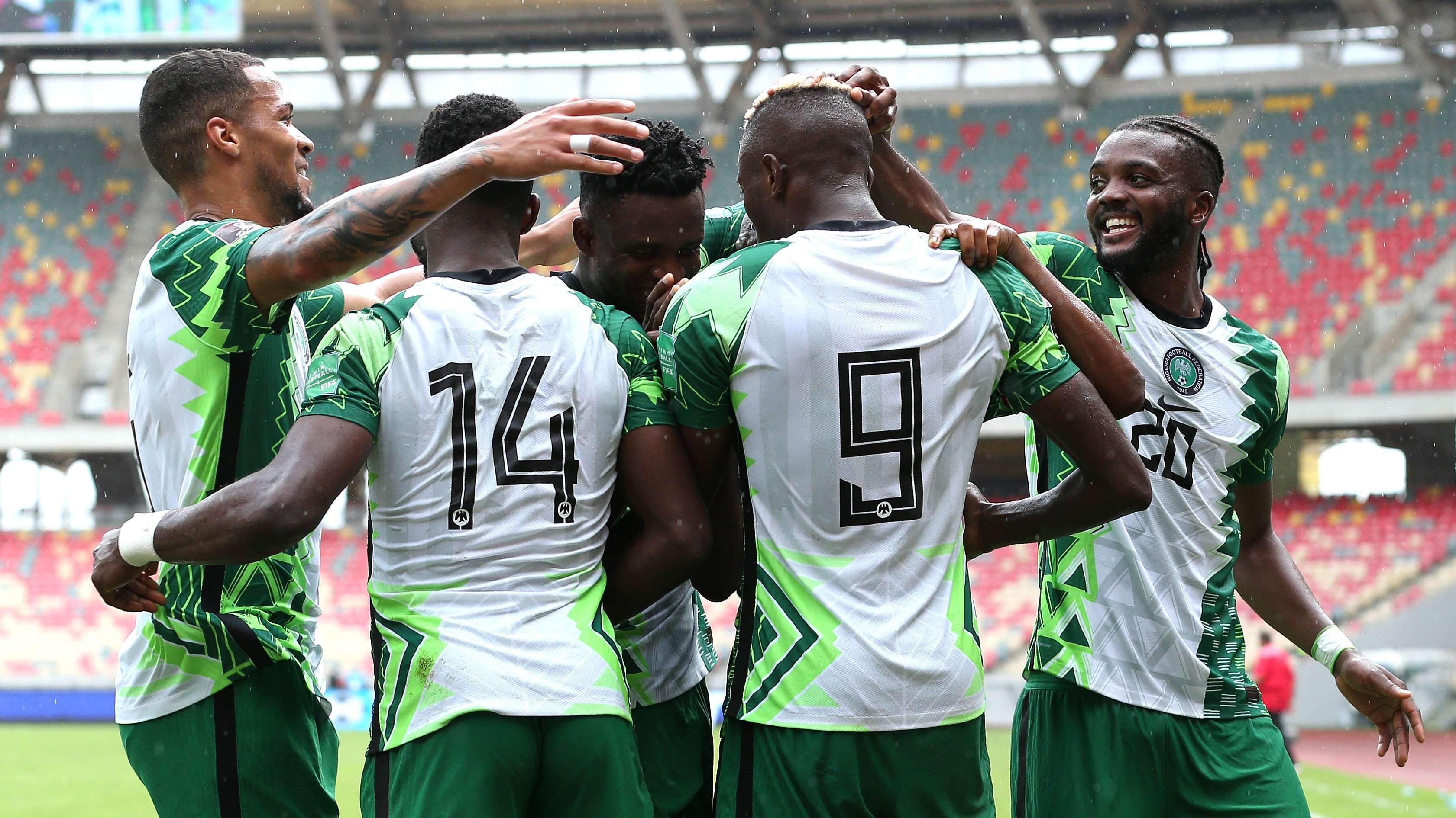 Super Eagles celebrate - Nigeria vs Central African Republic