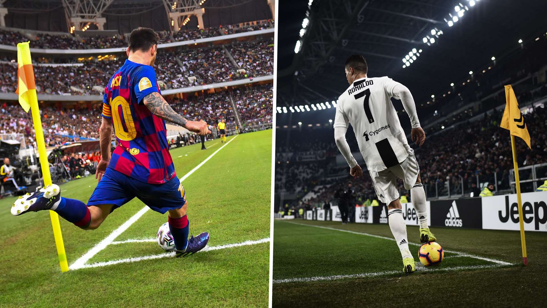 Saque de esquina Messi y Cristiano