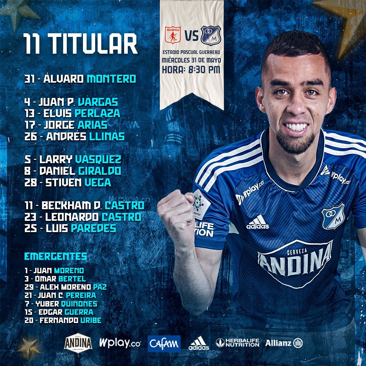 Nómina Millonarios Fecha 23 Liga BetPlay 2023