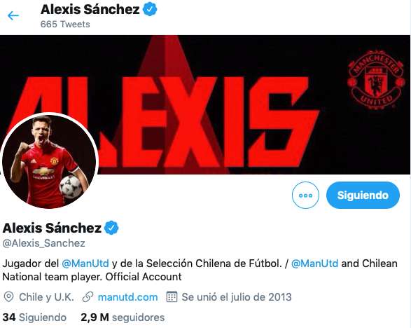 Alexis Sánchez Manchester United Twitter