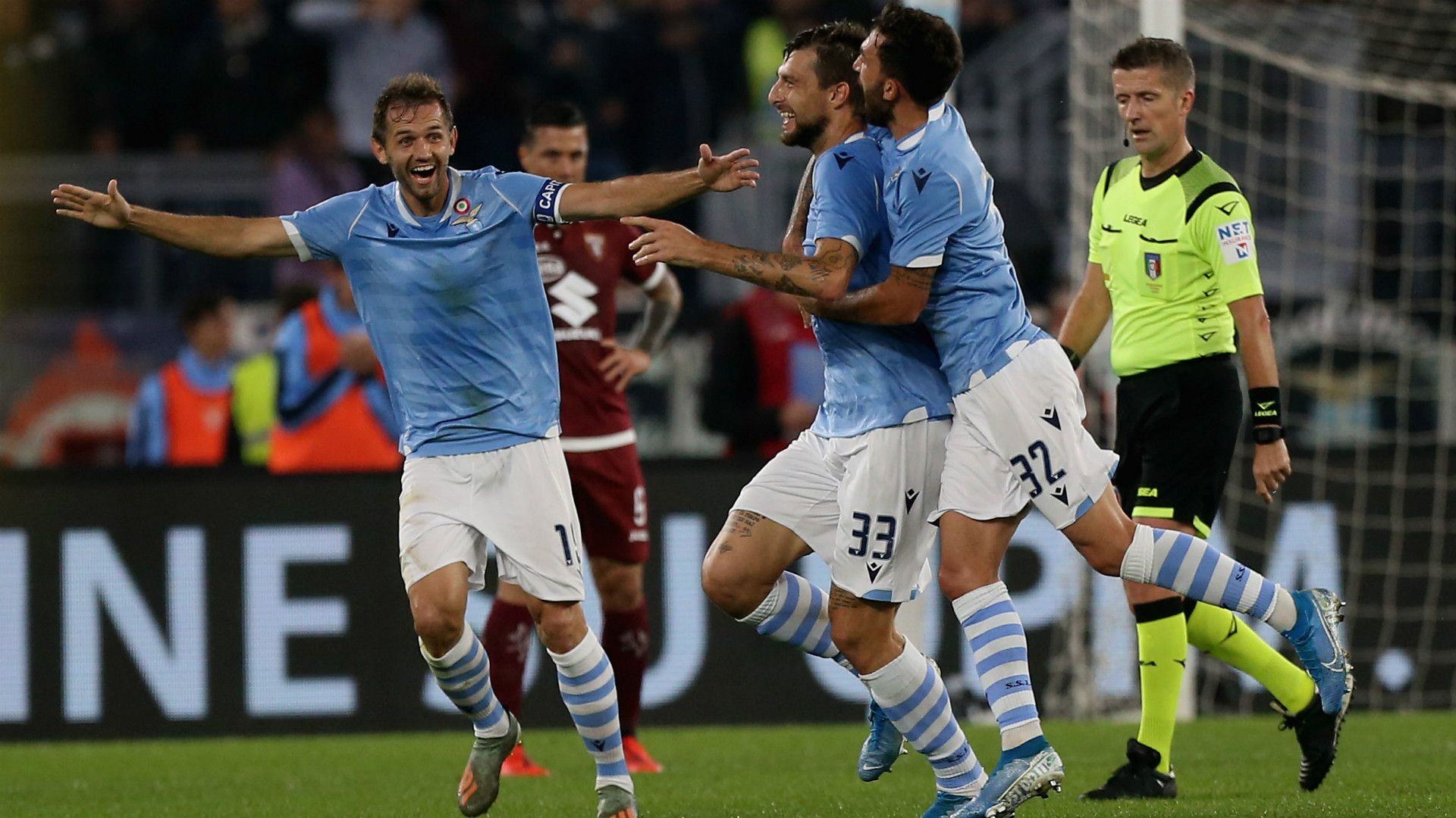 Lazio celebrates goal against Torino