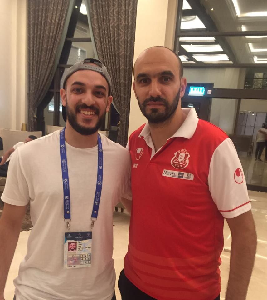 أحمد مختار مع مدرب الفتح الرباطي وليد الرجراجي