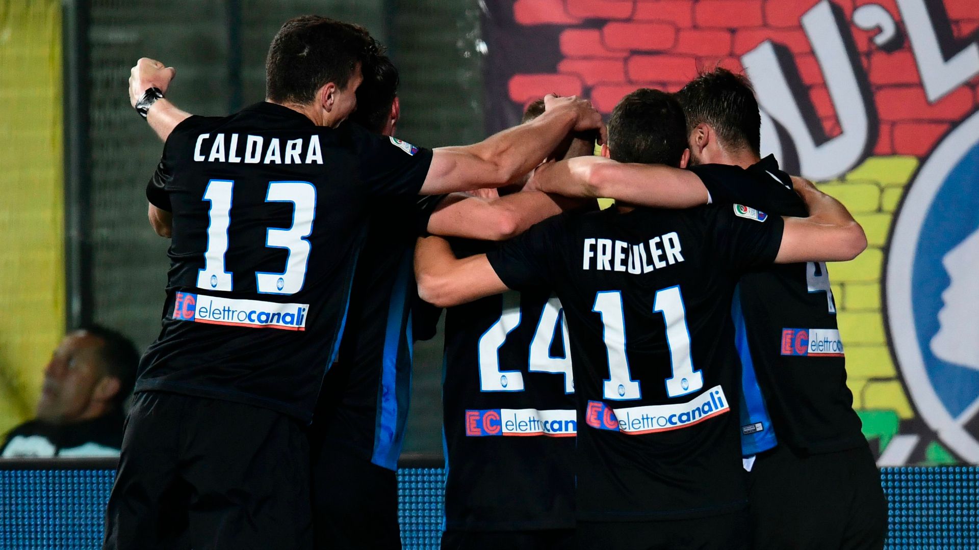 Atalanta celebrating Serie A