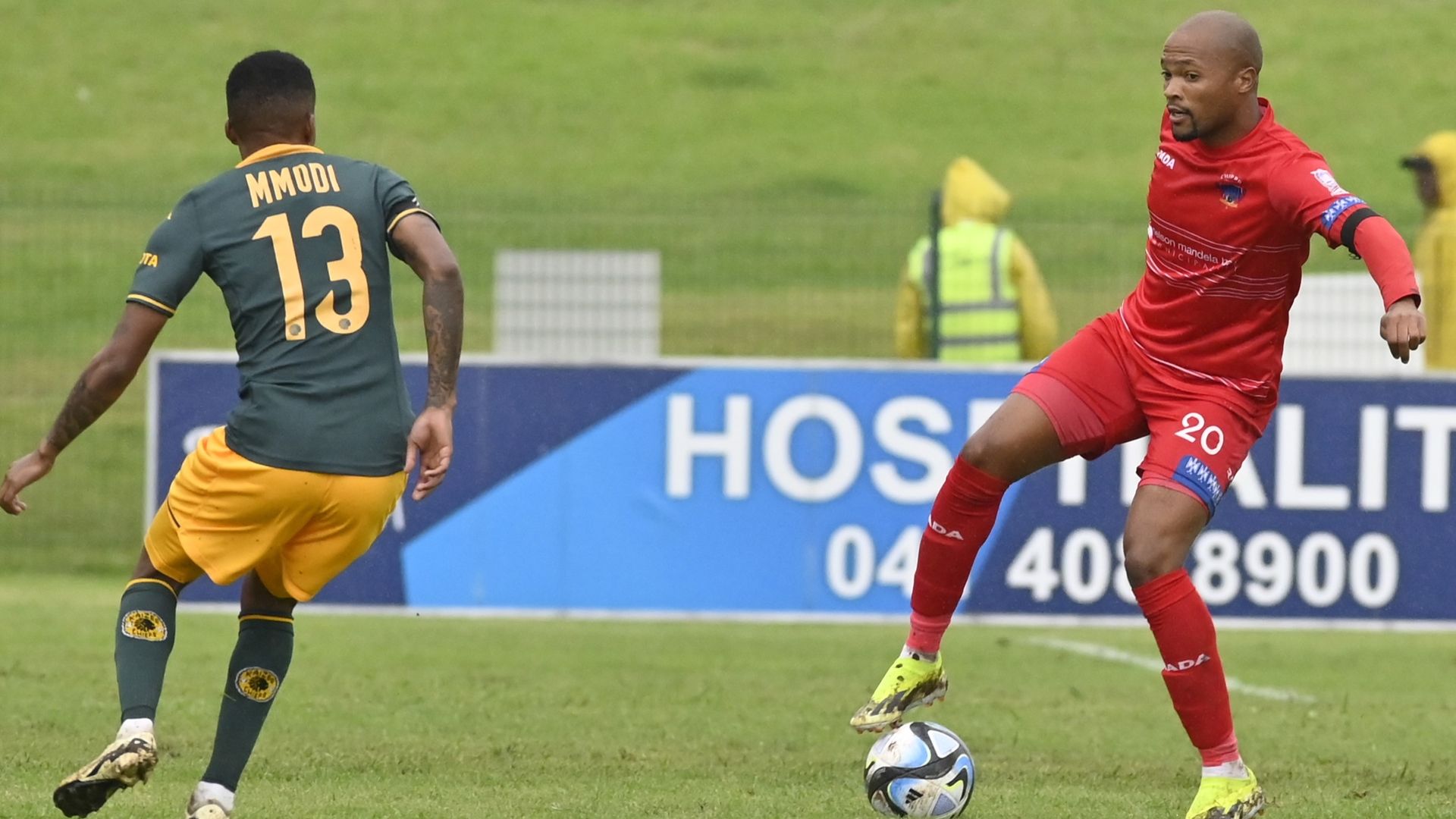 Kaizer Chiefs' Pule Mmodi and Goodman Mosele of Chippa United