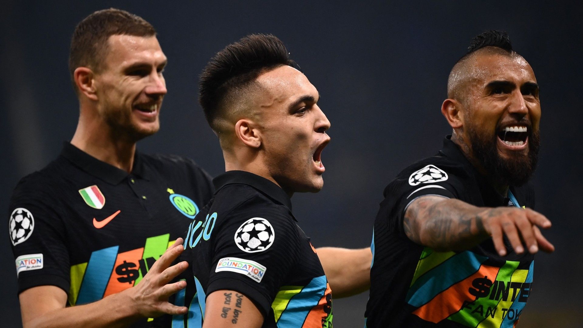 Edin Dzeko Lautaro Martinez Arturo Vidal Inter Sheriff