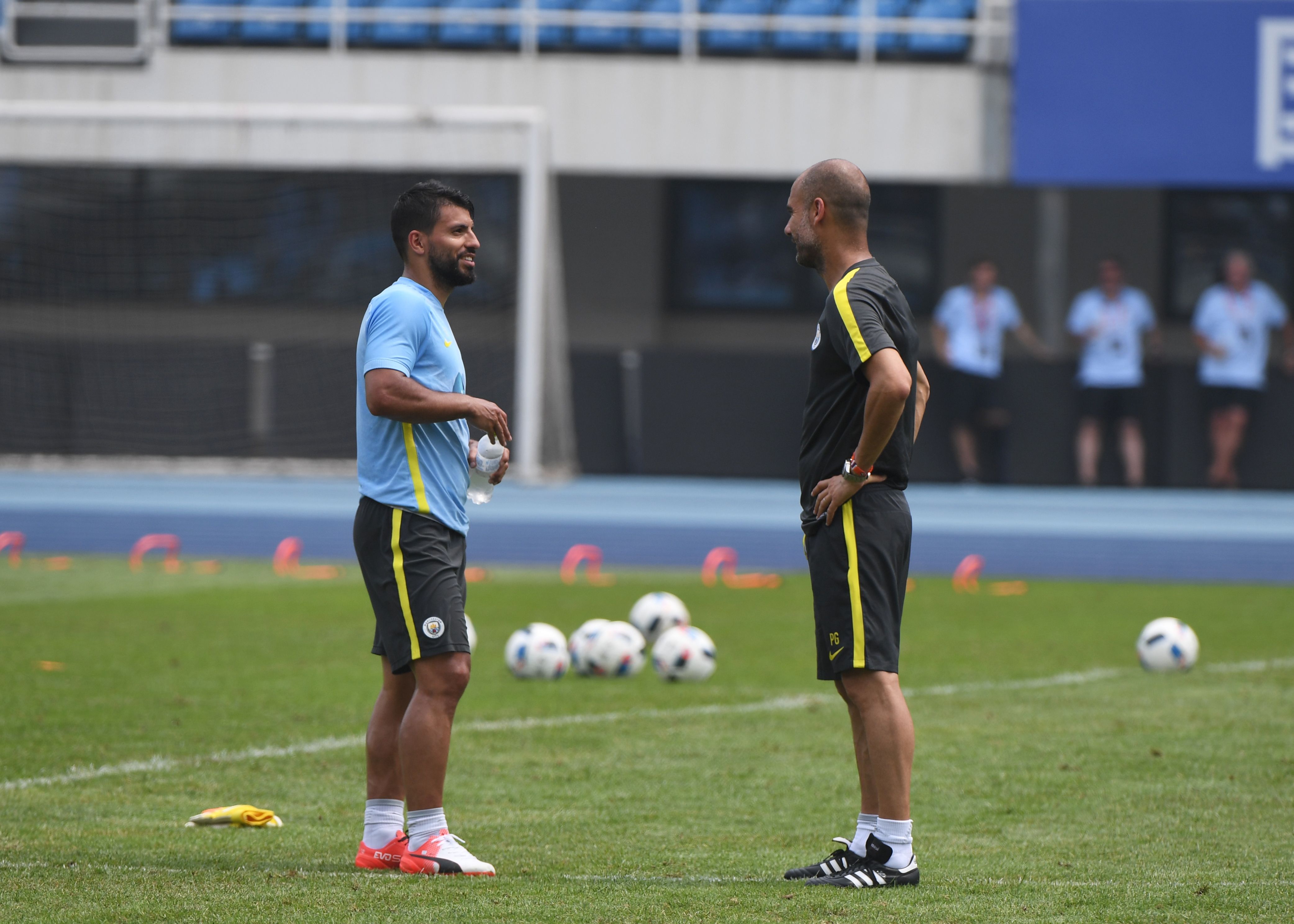 Pep Guardiola Sergio Aguero Manchester City