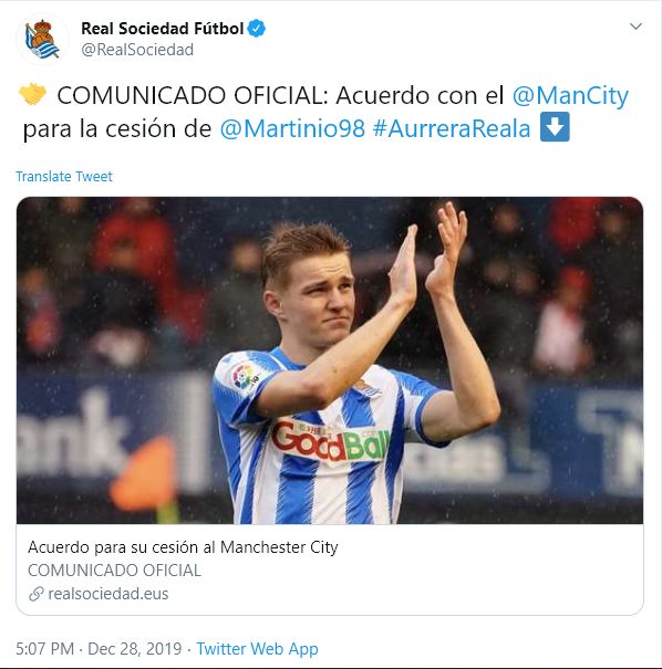 Odegaard Real Sociedad Manchester City