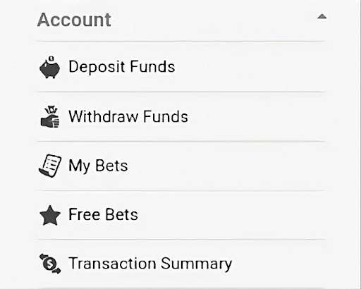 betway withdraw funds cashier menu screenshot