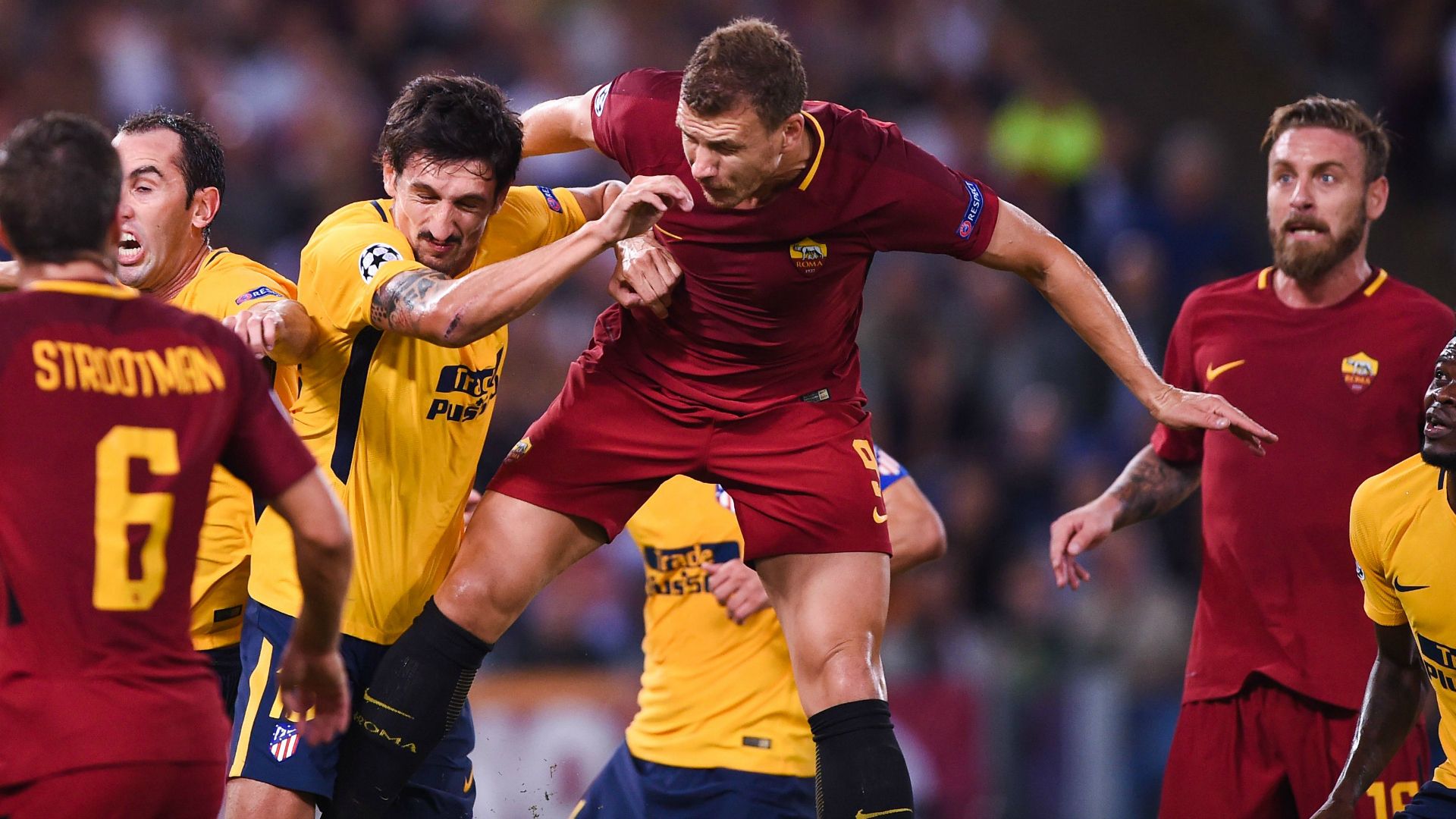 Dzeko Roma Atletico Champions League