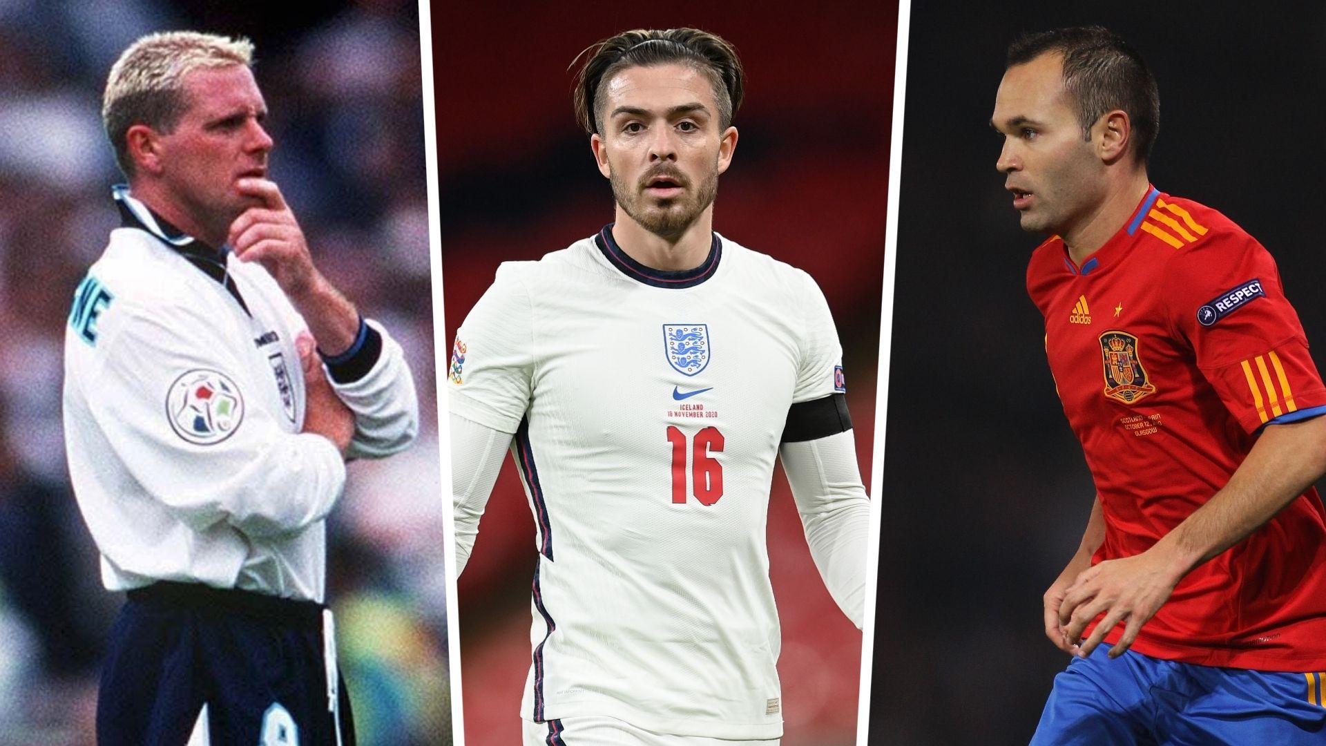 Paul Gascoigne Jack Grealish Andres Iniesta